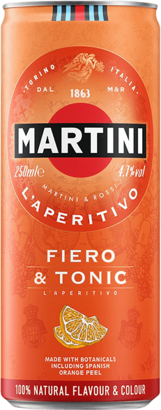 2,95 € Envio grátis | Mixer Martini Fiero Cocktail Lata 25 cl Orange — Laranja, Tonic Water — Tónica