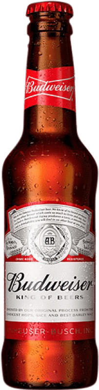 Envoi gratuit | Boîte de 24 unités Bière Budweiser États Unis Bouteille Tiers 33 cl