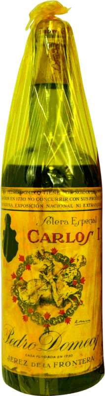 Envio grátis | Brandy Conhaque Pedro Domecq Fundador Carlos I en Caja Granate 1960's Espécime de Colecionador Espanha 75 cl