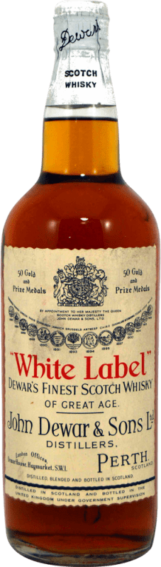 免费送货 | 威士忌混合 Dewar's White Label con Cierre de Alambre 珍藏版 1960 年代 英国 75 cl