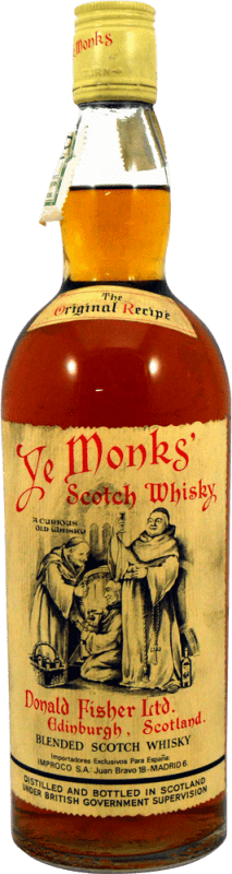 Envio grátis | Whisky Blended Donald Fisher Ye Monks The OrIginal Recipe Espécime de Colecionador década de 1970 Reino Unido 75 cl