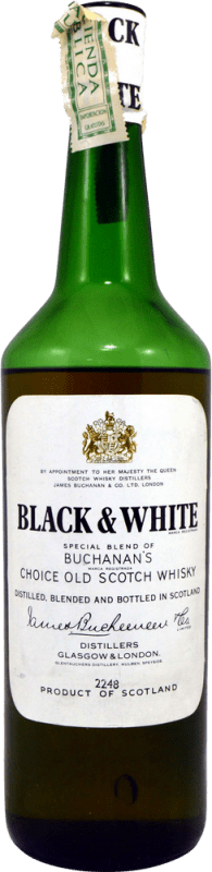 Envoi gratuit | Whisky Blend Buchanan's Black & White Spécimen de Collection années 1960's Royaume-Uni 75 cl