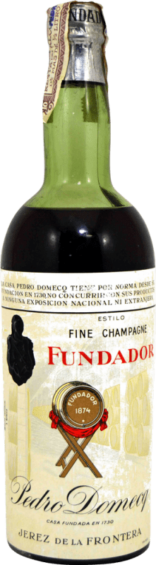 Envio grátis | Brandy Conhaque Pedro Domecq Fundador Estilo Fine Champagne Espécime de Colecionador década de 1970 Espanha 75 cl