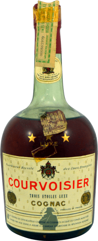 47,95 € Envio grátis | Cognac Conhaque Courvoisier Trois Etoiles Espécime de Colecionador década de 1970 A.O.C. Cognac
