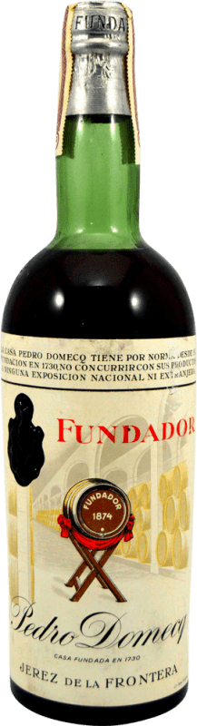 Envio grátis | Brandy Conhaque Pedro Domecq Fundador Tapón de Plomo Etiqueta Alta Espécime de Colecionador década de 1970 Espanha 75 cl