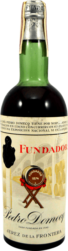 66,95 € | Brandy Pedro Domecq Fundador Tapón de Plomo Etiqueta Alta 1970's España 75 cl Ejemplar Coleccionista No Apto para Consumo