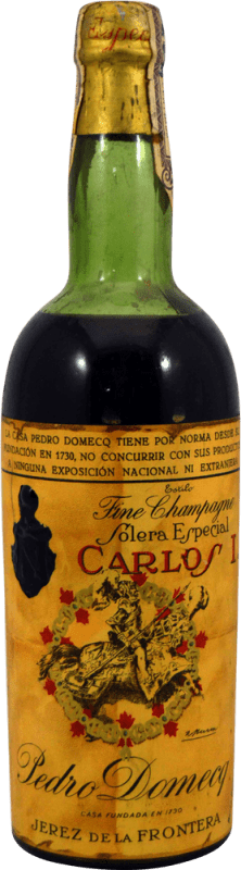 75,95 € Envio grátis | Brandy Conhaque Pedro Domecq Fundador Carlos I 1960's Fine Champagne Exemplar de colecionador Não Próprio para Consumo