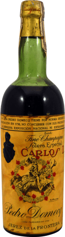 Envio grátis | Brandy Conhaque Pedro Domecq Fundador Carlos I Estilo Fine Champagne 1960's Espécime de Colecionador Espanha 75 cl