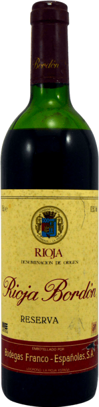 27,95 € | Rotwein Bodegas Franco Españolas Bordón Sammlerexemplar Reserve D.O.Ca. Rioja La Rioja Spanien 75 cl