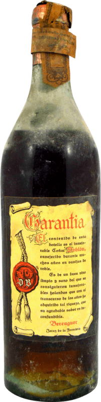 381,95 € Envio grátis | Brandy Conhaque Destilería Berenguer Coñac Doblón solo Contraetiqueta Espécime de Colecionador década de 1940