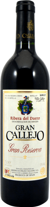 93,95 € | Красное вино Félix Callejo Gran Callejo Коллекционный образец Гранд Резерв 1989 Испания 75 cl