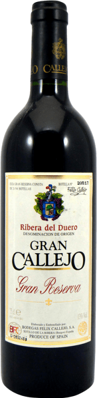 89,95 € Envoi gratuit | Vin rouge Félix Callejo Gran Callejo Spécimen de Collection Grande Réserve 1989