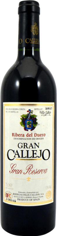 85,95 € Envío gratis | Vino Tinto Félix Callejo Gran Callejo Ejemplar Coleccionista Gran Reserva 1989 Ejemplar Coleccionista – No Apto para Consumo