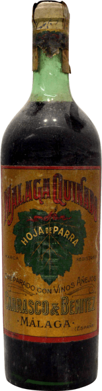 Envio grátis | Vinho Generoso Fortificado Carrasco & Benítez Hoja de Parra Málaga Quinado Espécime de Colecionador década de 1940 Espanha 75 cl