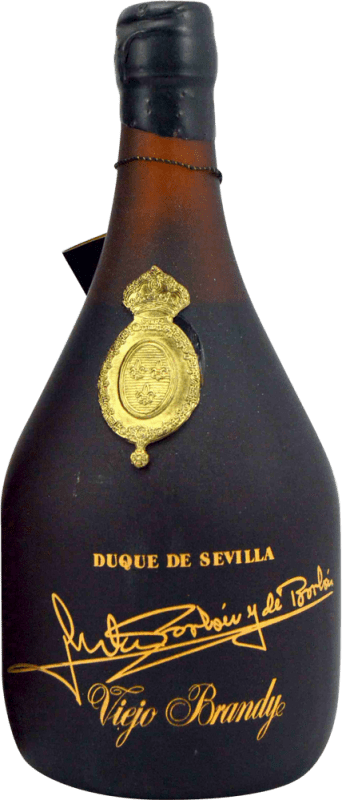 Envio grátis | Brandy Conhaque Vicente Suso Pérez Duque de Sevilla Viejo Espécime de Colecionador década de 1970 Espanha 75 cl