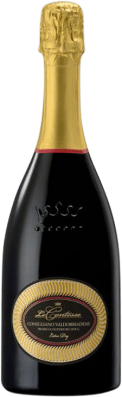 Envoi gratuit | Blanc mousseux Le Contesse Extra -Sec D.O.C.G. Prosecco di Conegliano-Valdobbiadene Trévise Italie Glera 75 cl