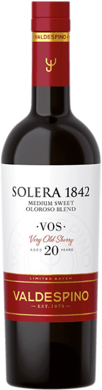 89,95 € 免费送货 | 甜葡萄酒 Valdespino 1842 Solera — 雪利酒系统, Oloroso — 奥洛罗索酒 VORS Very Old Rare Sherry — 极其稀有陈年雪莉酒 D.O. Jerez-Xérès-Sherry 中瓶装 50 cl