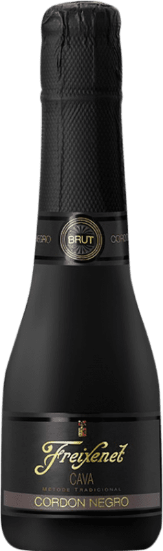 Envio grátis | Espumante Branco Freixenet Cordón Brut — Bruto Negro — Preto Reserva D.O. Cava Catalunha Espanha Macabeo, Xarel·lo, Parellada Garrafinha 20 cl