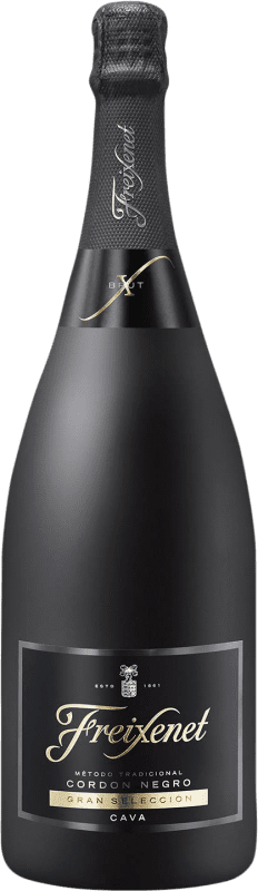 Free Shipping | White Sparkling Wine Freixenet Cordón Negro Brut Reserve D.O. Cava Catalonia Spain Macabeo, Xarel·lo, Parellada Magnum Bottle 1,5 L