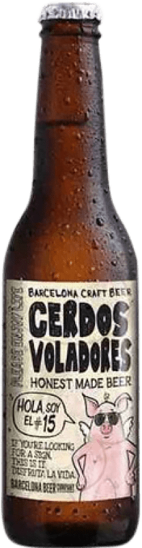 Envio grátis | Cerveja Barcelona Beer Cerdos Voladores IPA Espanha Garrafa Terço 33 cl