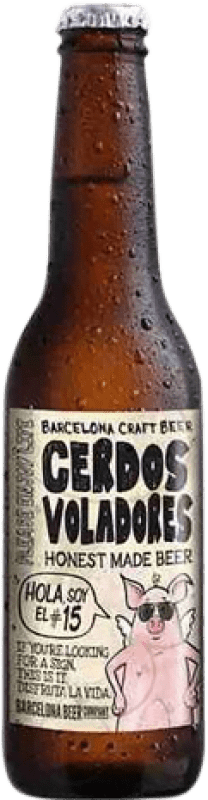 4,95 € Envio grátis | Cerveja Barcelona Beer Cerdos Voladores IPA Garrafa Terço 33 cl