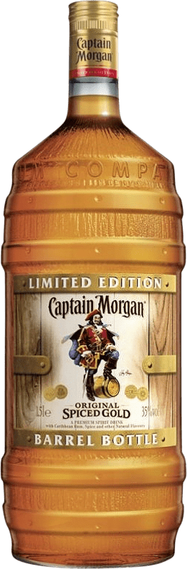 38,95 € Kostenloser Versand | Rum Captain Morgan Spiced Añejo Barrel Bottle Magnum-Flasche 1,5 L