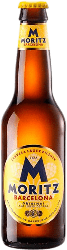 Kostenloser Versand | Bier Moritz Lager, Original, Pilsner Katalonien Spanien Drittelliterflasche 33 cl