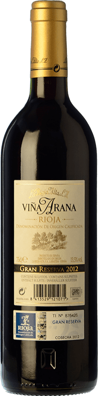 34,95 € Free Shipping | Red wine Rioja Alta Viña Arana Gran Reserva D.O.Ca. Rioja The Rioja Spain Tempranillo, Graciano Bottle 75 cl