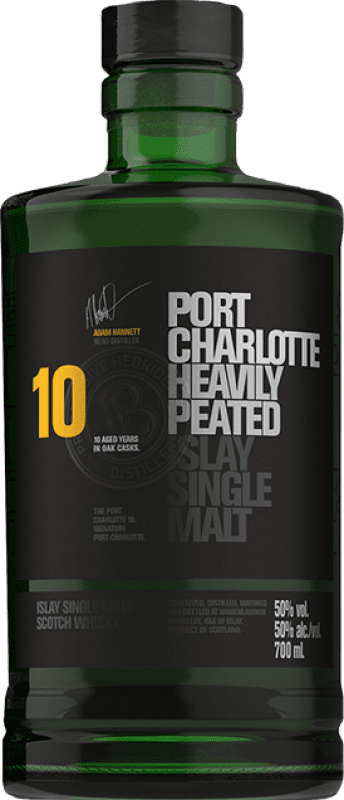 Envio grátis | Whisky Single Malt Port Charlotte Fortemente Peated Islay Reino Unido 10 Anos 70 cl