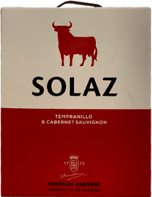 Free Shipping | Red Wine Osborne Solaz I.G.P. Vino de la Tierra de Castilla Castilla la Mancha Spain Tempranillo Bag in Box 3 L