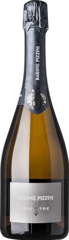 Free Shipping | White Sparkling Wine Barone Pizzini Tesi Tre Erbamat Extra Brut Classic Italy Pinot Noir, Chardonnay 75 cl