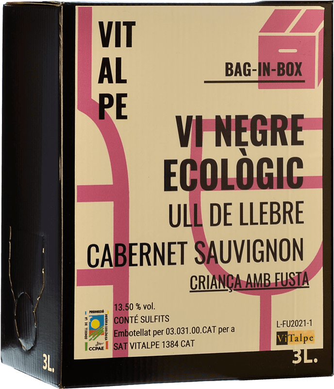 Envio grátis | Vinho tinto Vitalpe Doll Diví Ull de Llebre & Cabernet Sauvignon Espanha Tempranillo, Cabernet Sauvignon Bag in Box 3 L