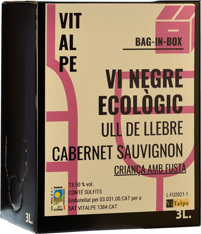 送料無料 | 赤ワイン Vitalpe Doll Diví Ull de Llebre & Cabernet Sauvignon スペイン Tempranillo — テンプラニーリョ, Cabernet Sauvignon — カベルネ・ソーヴィニヨン バッグ・イン・ボックス 3 L