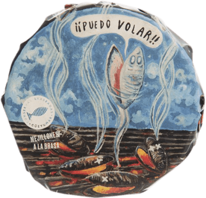 10,95 € Envío gratis | Conservas de Marisco Güeyu Mar Mejillones a la Brasa 14/16 Piezas