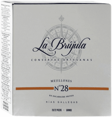 15,95 € Envío gratis | Conservas de Marisco La Brújula Mejillones 20/25 Piezas