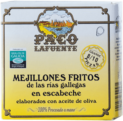 10,95 € Бесплатная доставка | Conservas de Marisco Conservera Gallega Paco Lafuente Mejillones Fritos en Escabeche 8/10 Куски