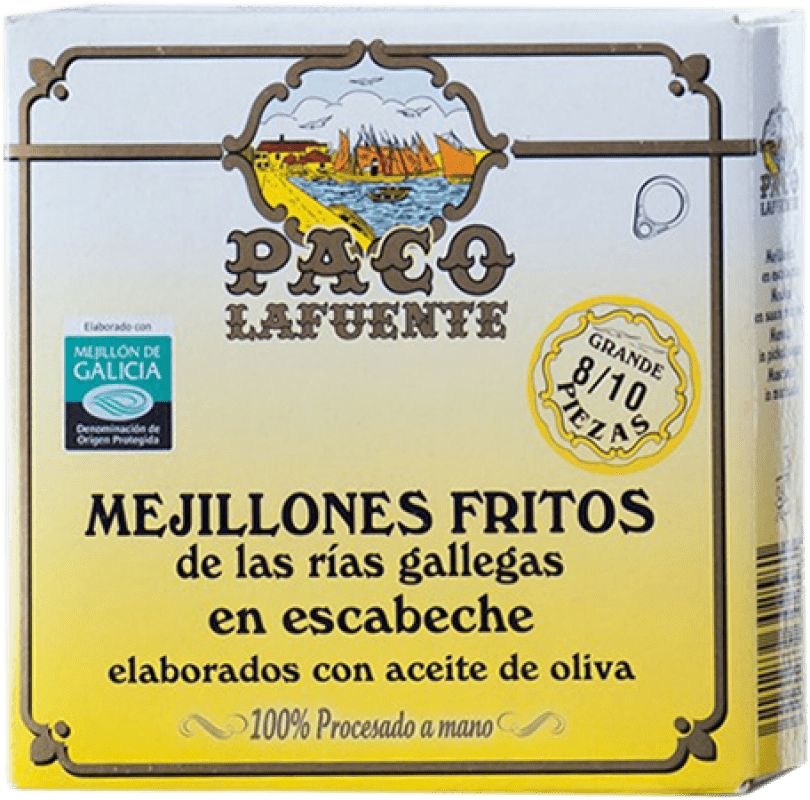 Free Shipping | Shellfish Preserves Conservera Gallega Paco Lafuente Mejillones Fritos en Escabeche Galicia Spain 8/10 Pieces