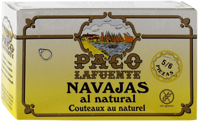 7,95 € Бесплатная доставка | Conservas de Marisco Conservera Gallega Paco Lafuente Navajas al Natural 6/8 Куски