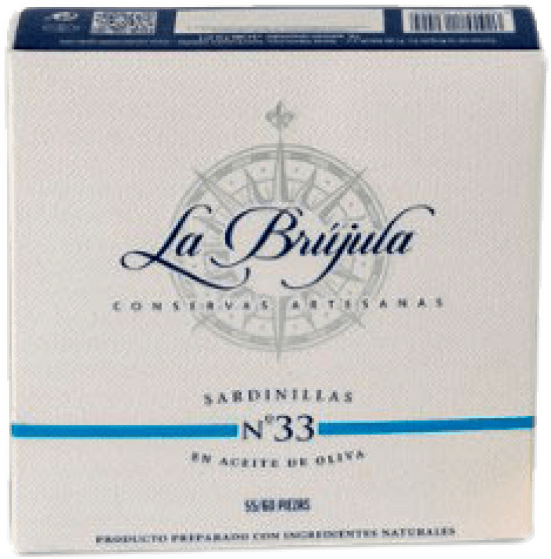 9,95 € Envío gratis | Conservas de Pescado La Brújula Sardinillas 55/60 Piezas