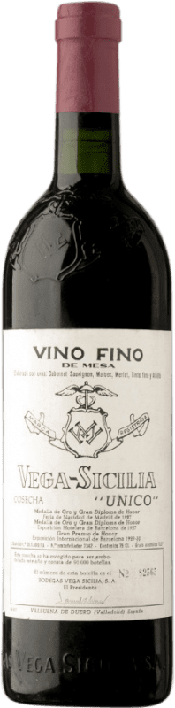 1 848,95 € | 红酒 Vega Sicilia Único 大储备 1965 D.O. Ribera del Duero 卡斯蒂利亚莱昂 西班牙 Tempranillo, Cabernet Sauvignon 瓶子 Magnum 1,5 L