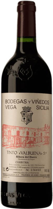 186,95 € | Vino tinto Vega Sicilia Valbuena 5º Año Reserva D.O. Ribera del Duero Castilla y León España Tempranillo, Merlot, Cabernet Sauvignon, Malbec 75 cl