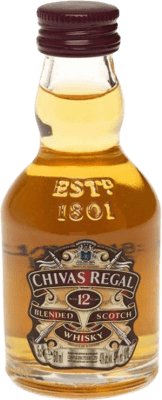 Whisky Blended Caixa de 6 unidades Chivas Regal Cristal 12 Anos Garrafa Miniatura 5 cl