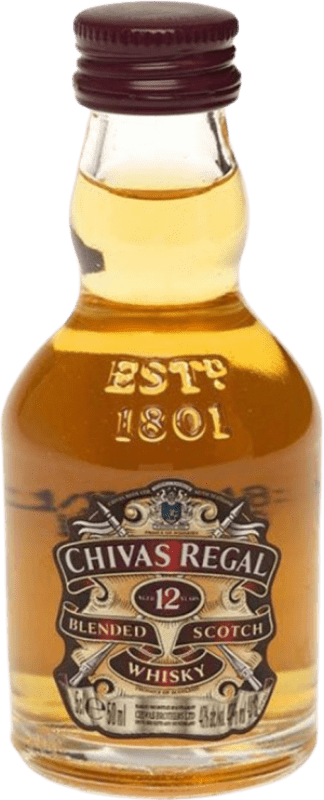 28,95 € Envio grátis | Caixa de 6 unidades Whisky Blended Chivas Regal Cristal 12 Anos Garrafa Miniatura 5 cl