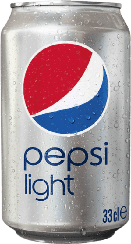 Envio grátis | Caixa de 24 unidades Refrescos e Mixers Pepsi Light Espanha Lata 33 cl