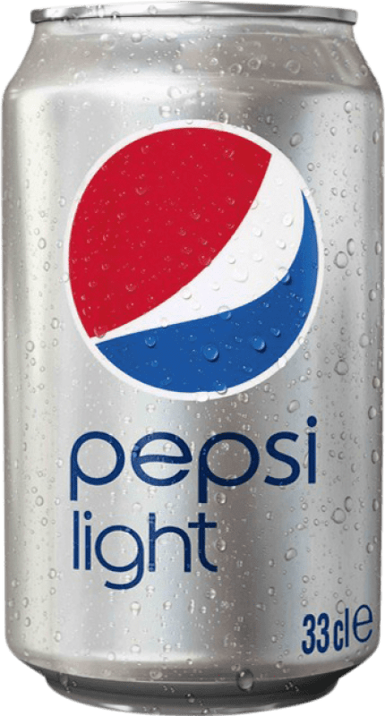 Envio grátis | Caixa de 24 unidades Refrigerantes Pepsi Light Espanha Lata 33 cl