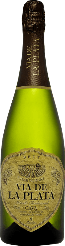 Free Shipping | White sparkling Vía de la Plata Brut D.O. Cava Estremadura Spain Chardonnay 75 cl