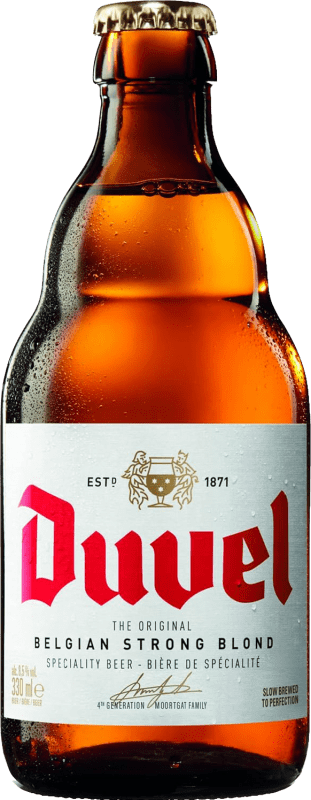 Envio grátis | Caixa de 4 unidades Cerveja Duvel Bélgica Garrafinha Terço 33 cl