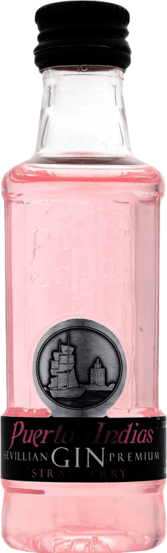 Spedizione Gratuita | Scatola da 12 unità Genever Gin Puerto de Indias Spagna Bottiglietta Mignon 5 cl Strawberry — Fragola