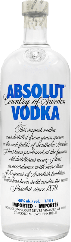 254,95 € Kostenloser Versand | Wodka Absolut 1.14 L