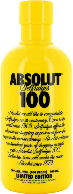 Free Shipping | Vodka Absolut 100 Selfridges Sweden 70 cl Citron — Lemon